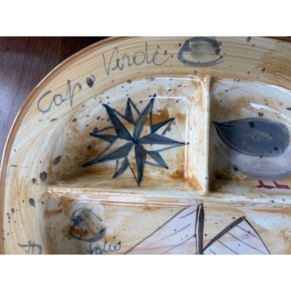 Lillian Vernon Vintage Italian Ceramic Divided Platter Nautical Sailboat Seagull - Picture 6 of 9